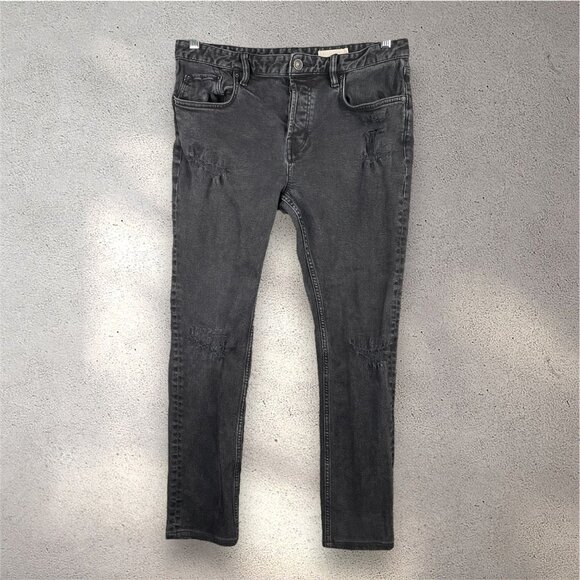 AllSaints Cigarette Jeans Men’s W32 Black Slim Fit Distressed Denim Casual - Picture 1 of 8